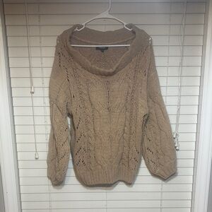 Aakaa Tan Cowl Neck Sweater
